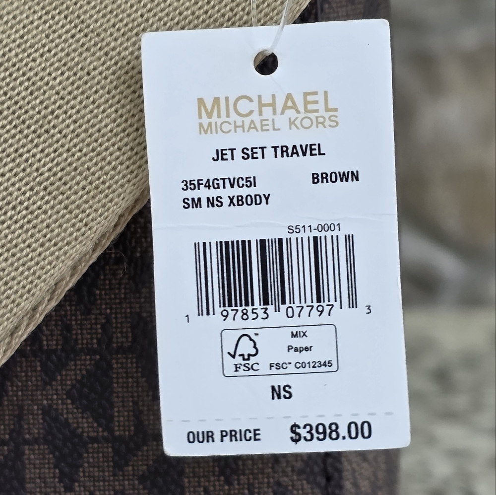 Michael Kors Jet Set Logo Small Brown Crossbody - Picture 7 of 9